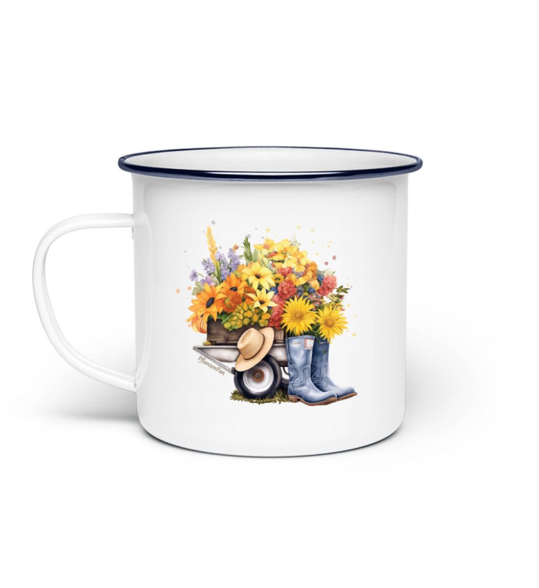 Gartenbasics - Emaille Tasse - Weiss