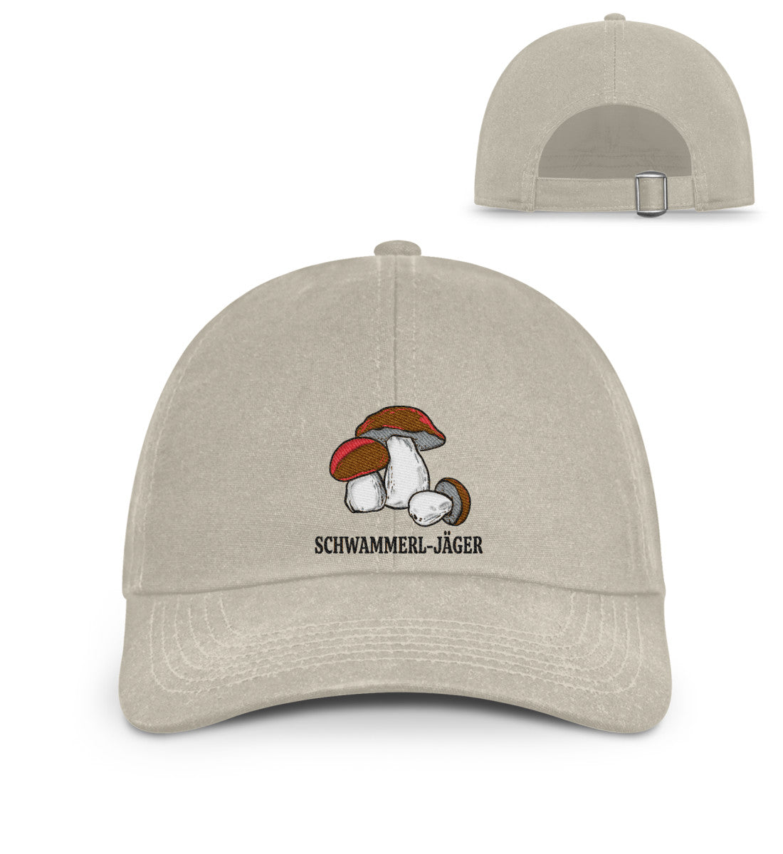 Schwammerl-Jäger - Organic Baseball Kappe mit Stick - PflanzenFan