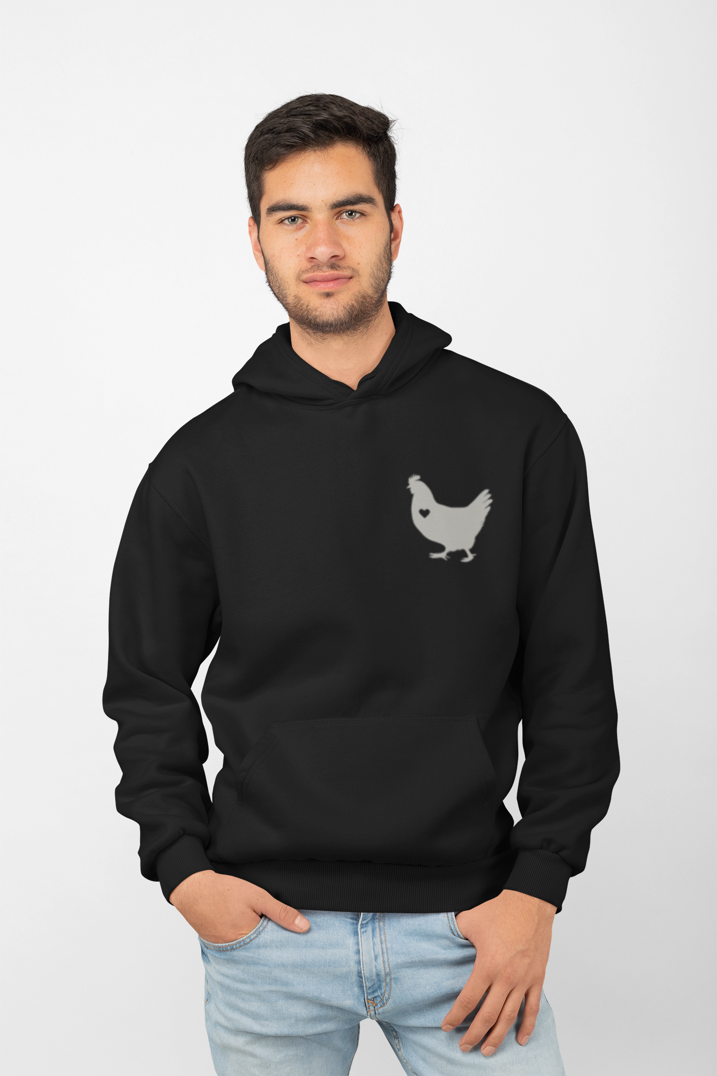 Hühnerliebe - Brusttaschendesign Unisex Organic Hoodie