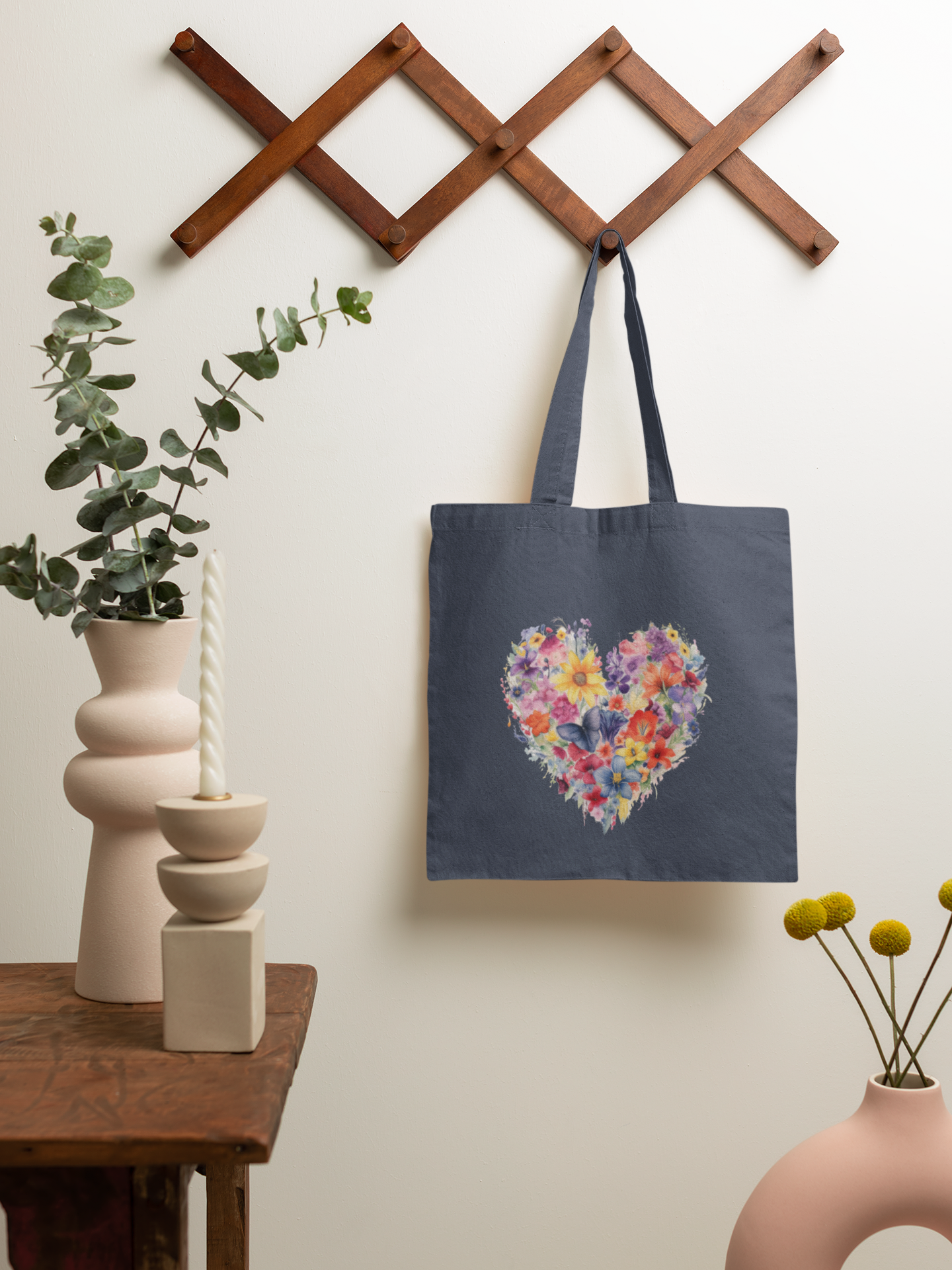 Flower heart - organic jute bag