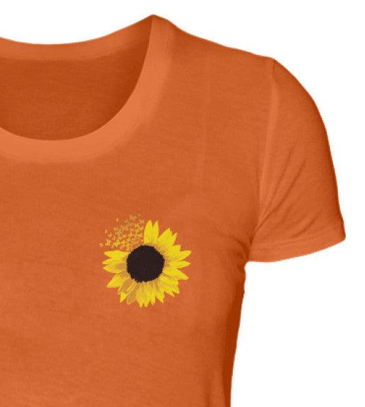 Sonnenblume mit Schmetterlingen (Brusttaschenmotiv) - Damen Premium Shirt