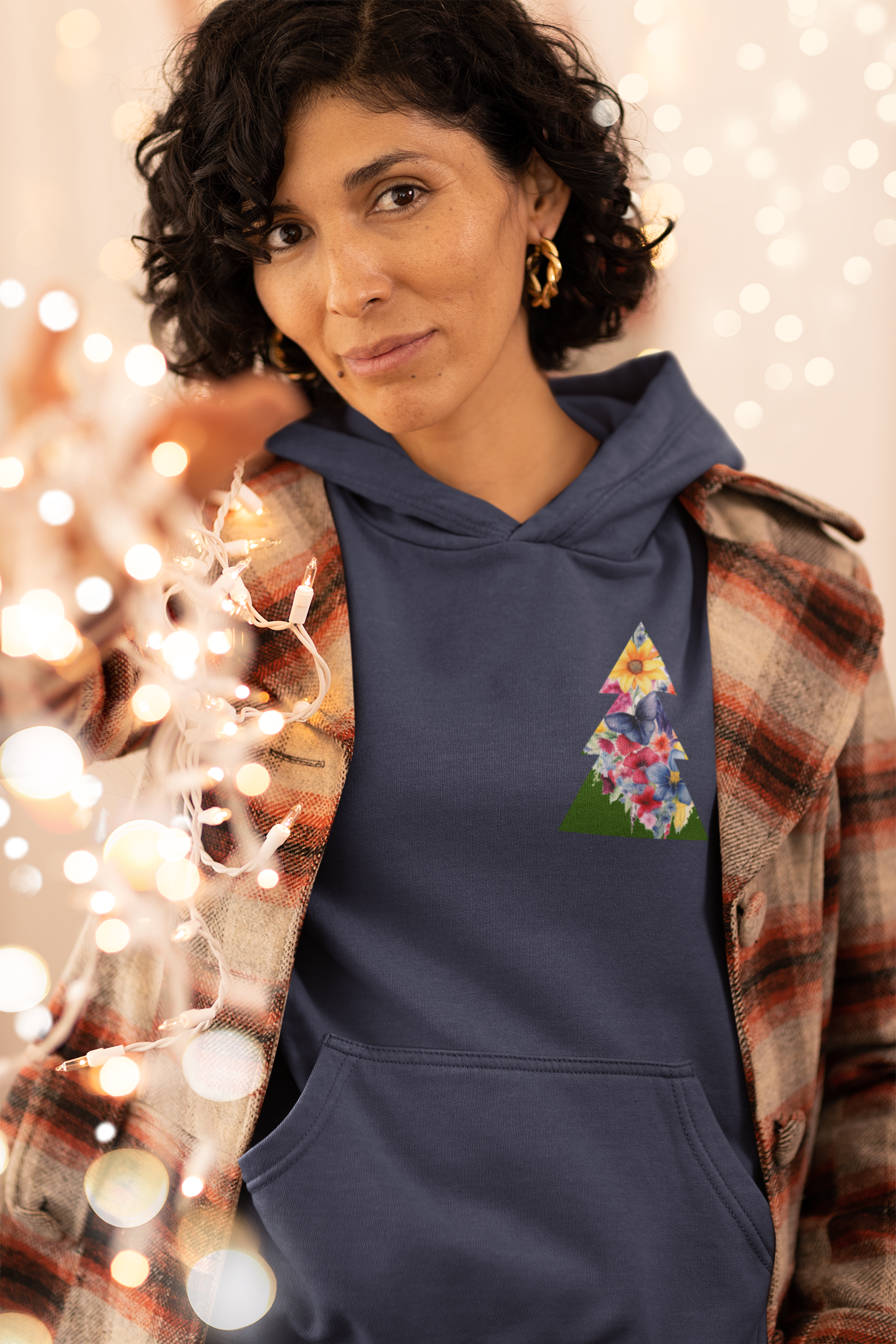 Weihnachtsbaum mit Blumen - Unisex Organic Hoodie